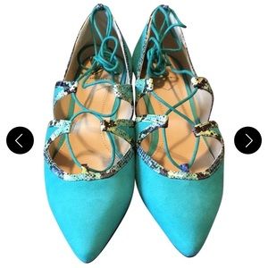 Brian Atwood Teal Sanaa Suede Flats (Size 7)
